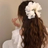 High-end black and white lace bubble mesh, bow, hairpin, women's back of the head, large shark hairpin details Picture
